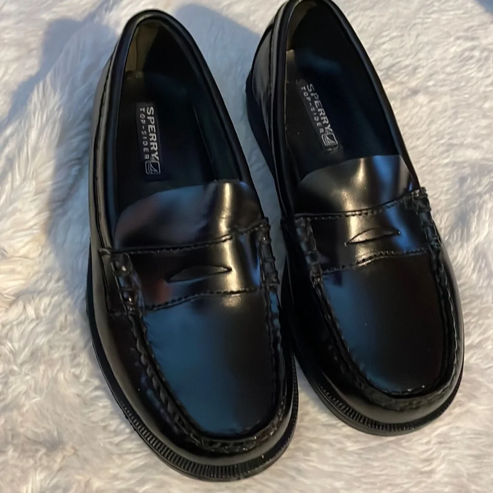 Black Leather Sperry Top-Sider Colton Loafers size 13